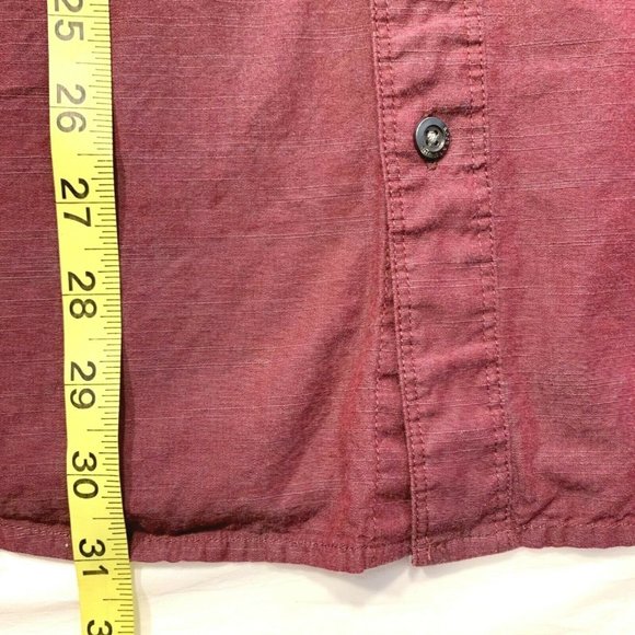 Rock & Republic Button Up Shirt Short Sleeve Cotton Flap Pockets Maroon XL NWOT - Picture 10 of 12